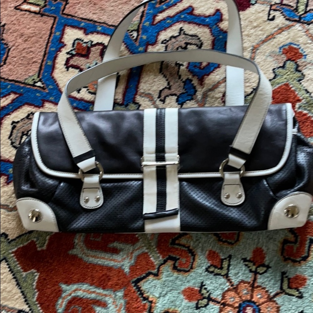 Black and white leather bag